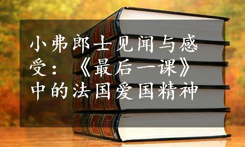 小弗郎士见闻与感受：《最后一课》中的法国爱国精神