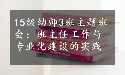 15级幼师3班主题班会：班主任工作与专业化建设的实践