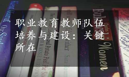 职业教育教师队伍培养与建设：关键所在