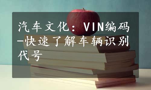 汽车文化：VIN编码-快速了解车辆识别代号