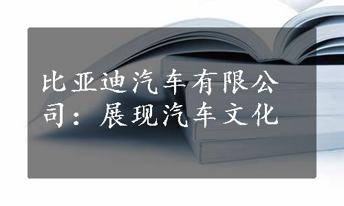 比亚迪汽车有限公司：展现汽车文化