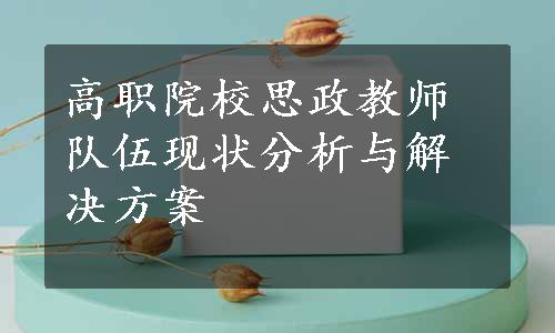 高职院校思政教师队伍现状分析与解决方案