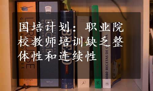 国培计划：职业院校教师培训缺乏整体性和连续性