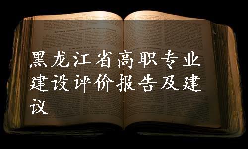 黑龙江省高职专业建设评价报告及建议