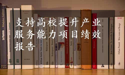 支持高校提升产业服务能力项目绩效报告