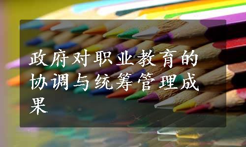 政府对职业教育的协调与统筹管理成果