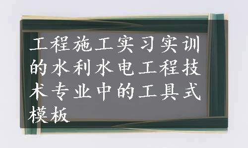 工程施工实习实训的水利水电工程技术专业中的工具式模板