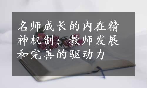 名师成长的内在精神机制：教师发展和完善的驱动力