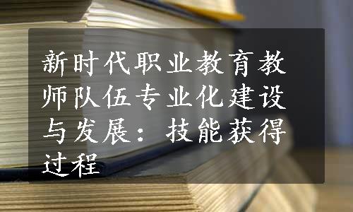 新时代职业教育教师队伍专业化建设与发展：技能获得过程