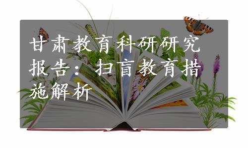 甘肃教育科研研究报告：扫盲教育措施解析