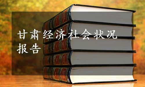 甘肃经济社会状况报告