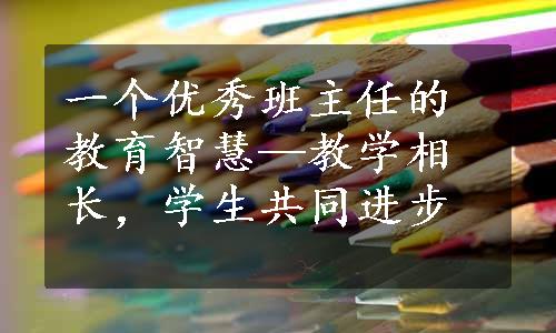 一个优秀班主任的教育智慧—教学相长，学生共同进步