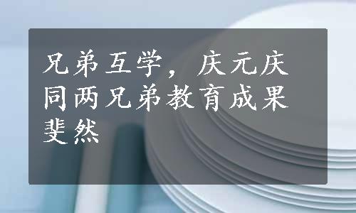 兄弟互学，庆元庆同两兄弟教育成果斐然