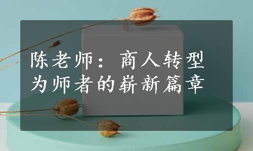 陈老师：商人转型为师者的崭新篇章