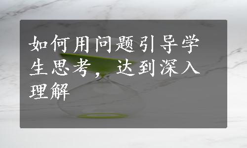 如何用问题引导学生思考，达到深入理解