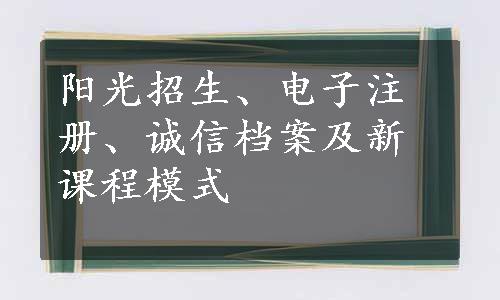 阳光招生、电子注册、诚信档案及新课程模式