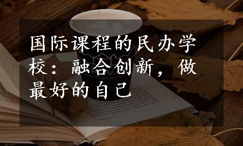 国际课程的民办学校：融合创新，做最好的自己