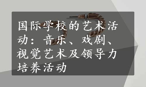 国际学校的艺术活动：音乐、戏剧、视觉艺术及领导力培养活动