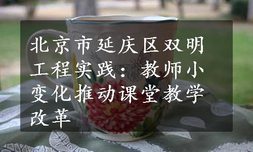 北京市延庆区双明工程实践：教师小变化推动课堂教学改革