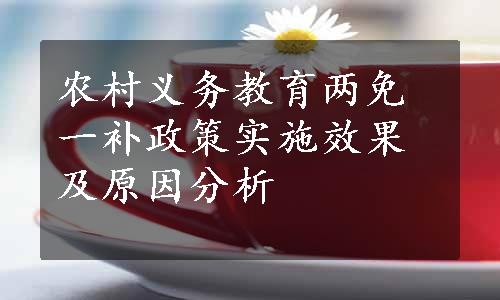 农村义务教育两免一补政策实施效果及原因分析