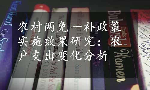 农村两免一补政策实施效果研究：农户支出变化分析