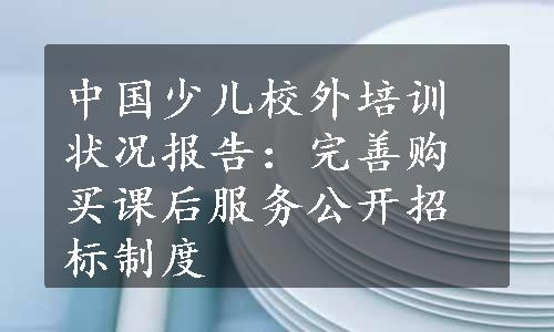 中国少儿校外培训状况报告：完善购买课后服务公开招标制度