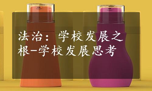 法治：学校发展之根-学校发展思考