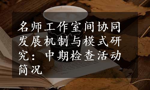 名师工作室间协同发展机制与模式研究：中期检查活动简况