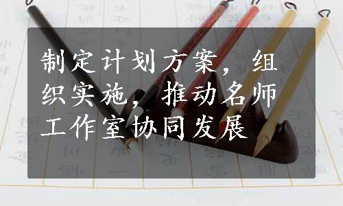 制定计划方案，组织实施，推动名师工作室协同发展