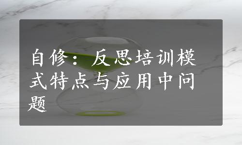 自修：反思培训模式特点与应用中问题