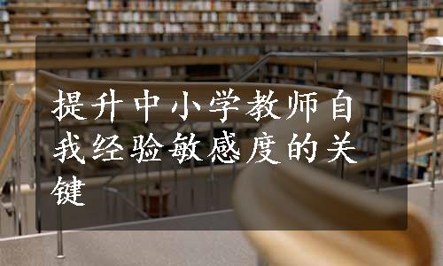 提升中小学教师自我经验敏感度的关键