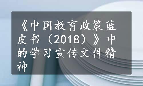 《中国教育政策蓝皮书（2018）》中的学习宣传文件精神