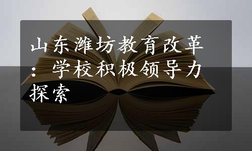 山东潍坊教育改革：学校积极领导力探索