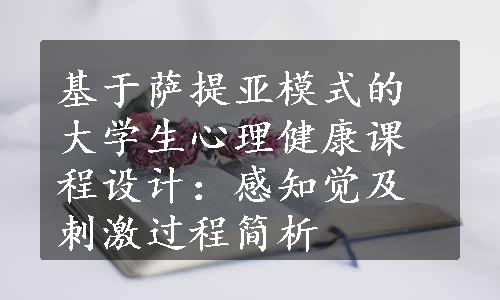 基于萨提亚模式的大学生心理健康课程设计：感知觉及刺激过程简析