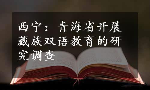 西宁：青海省开展藏族双语教育的研究调查