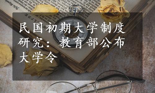 民国初期大学制度研究：教育部公布大学令