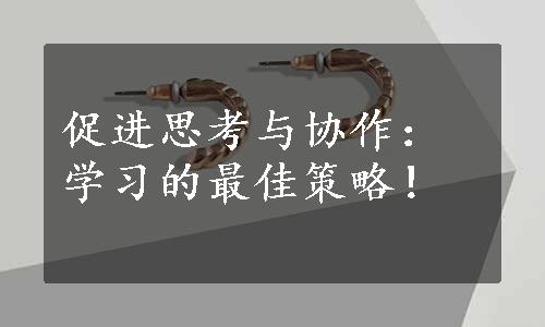 促进思考与协作：学习的最佳策略！