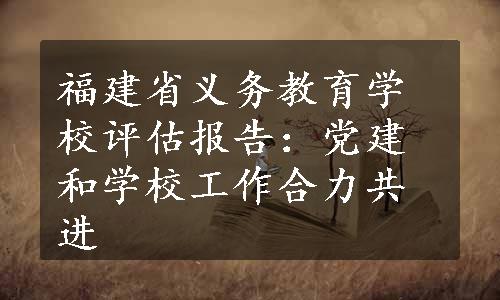 福建省义务教育学校评估报告：党建和学校工作合力共进