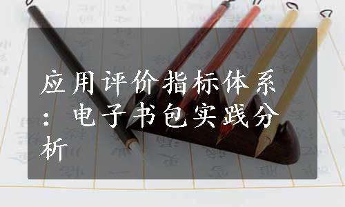 应用评价指标体系：电子书包实践分析