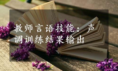 教师言语技能：声调训练结果输出