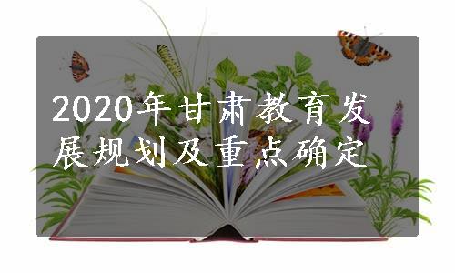 2020年甘肃教育发展规划及重点确定