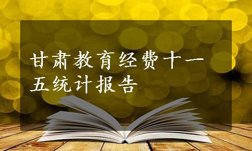 甘肃教育经费十一五统计报告