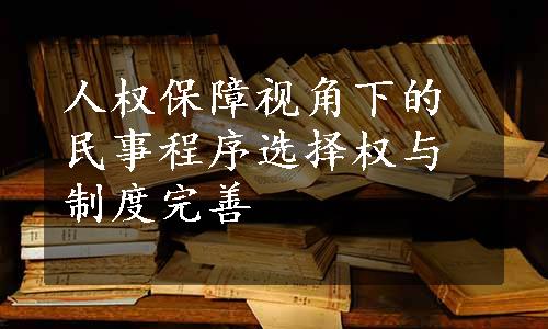 人权保障视角下的民事程序选择权与制度完善