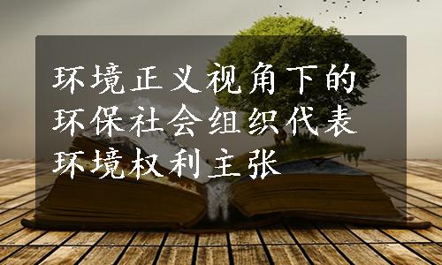 环境正义视角下的环保社会组织代表环境权利主张