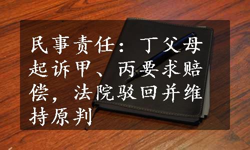 民事责任：丁父母起诉甲、丙要求赔偿，法院驳回并维持原判