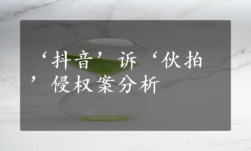 ‘抖音’诉‘伙拍’侵权案分析