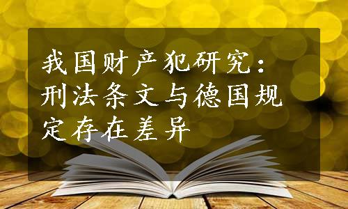 我国财产犯研究：刑法条文与德国规定存在差异