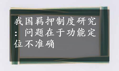 我国羁押制度研究：问题在于功能定位不准确