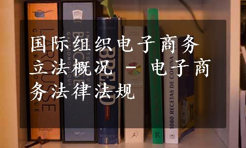 国际组织电子商务立法概况 - 电子商务法律法规