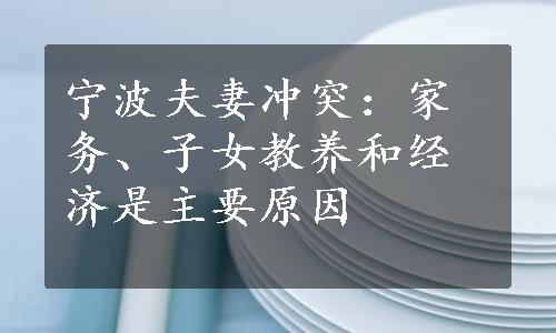 宁波夫妻冲突：家务、子女教养和经济是主要原因